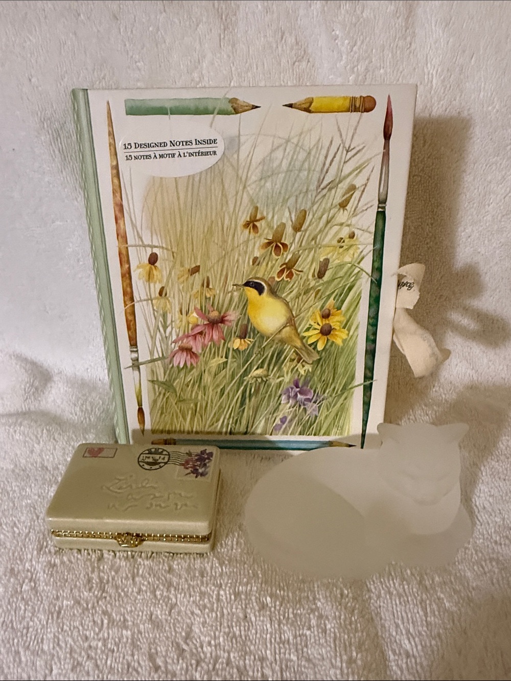 Hallmark Collection Ceramic Trinket Box Glass Kitty Cat Marjolein Bastin Cards